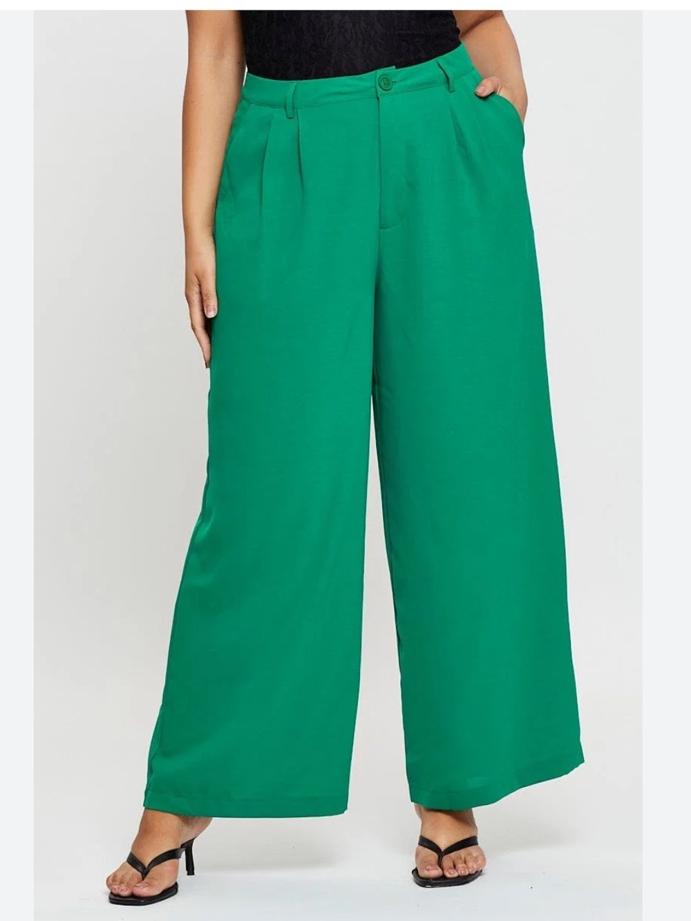 Lane Bryant Emerald Green Wide Leg Trousers